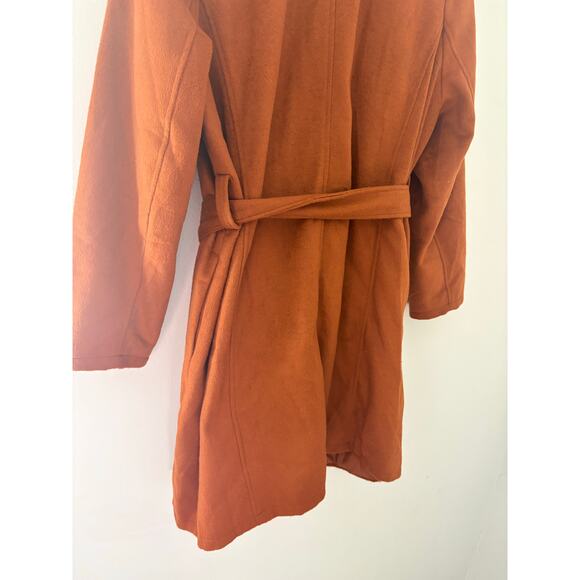 A New Day Wool Belted Overcoat XXL Brown Notched Lapel Long Jacket Coat - Picture 12 of 13